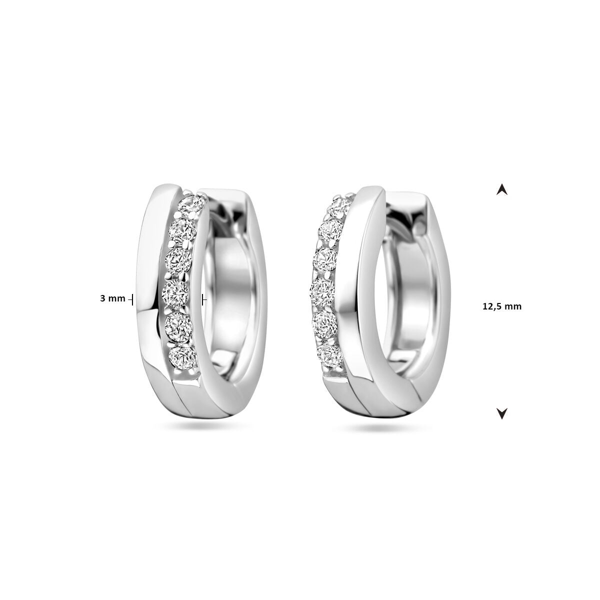 Créoles en argent avec zircone – rhodié argent 925 (ensemble)