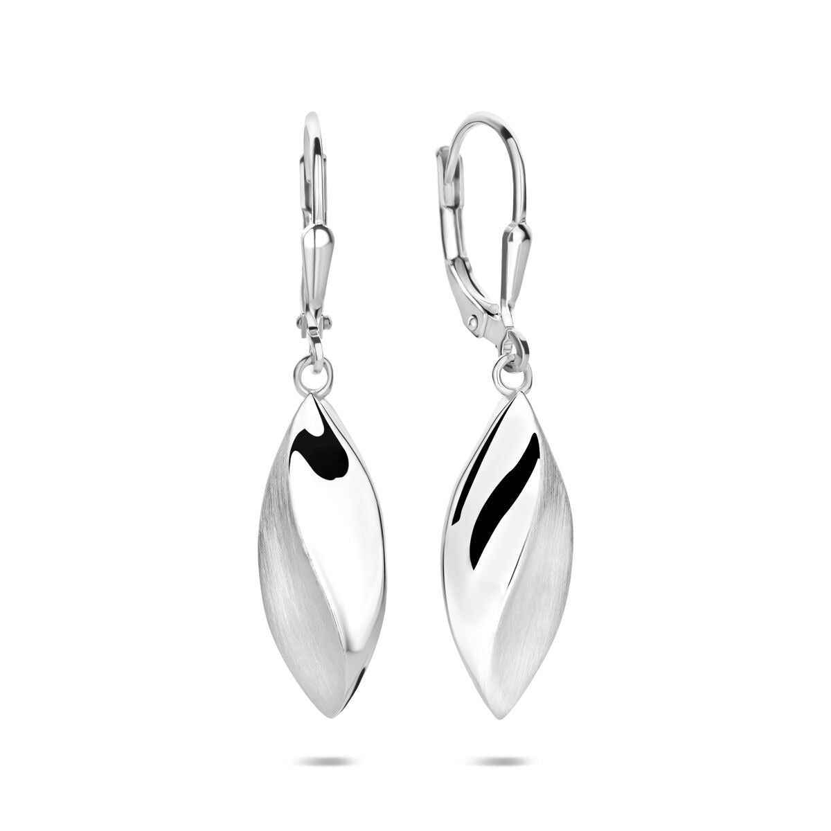Boucles d'oreilles argent ovales – boucles d'oreilles rhodiées pour femme avec fermoir à brisure