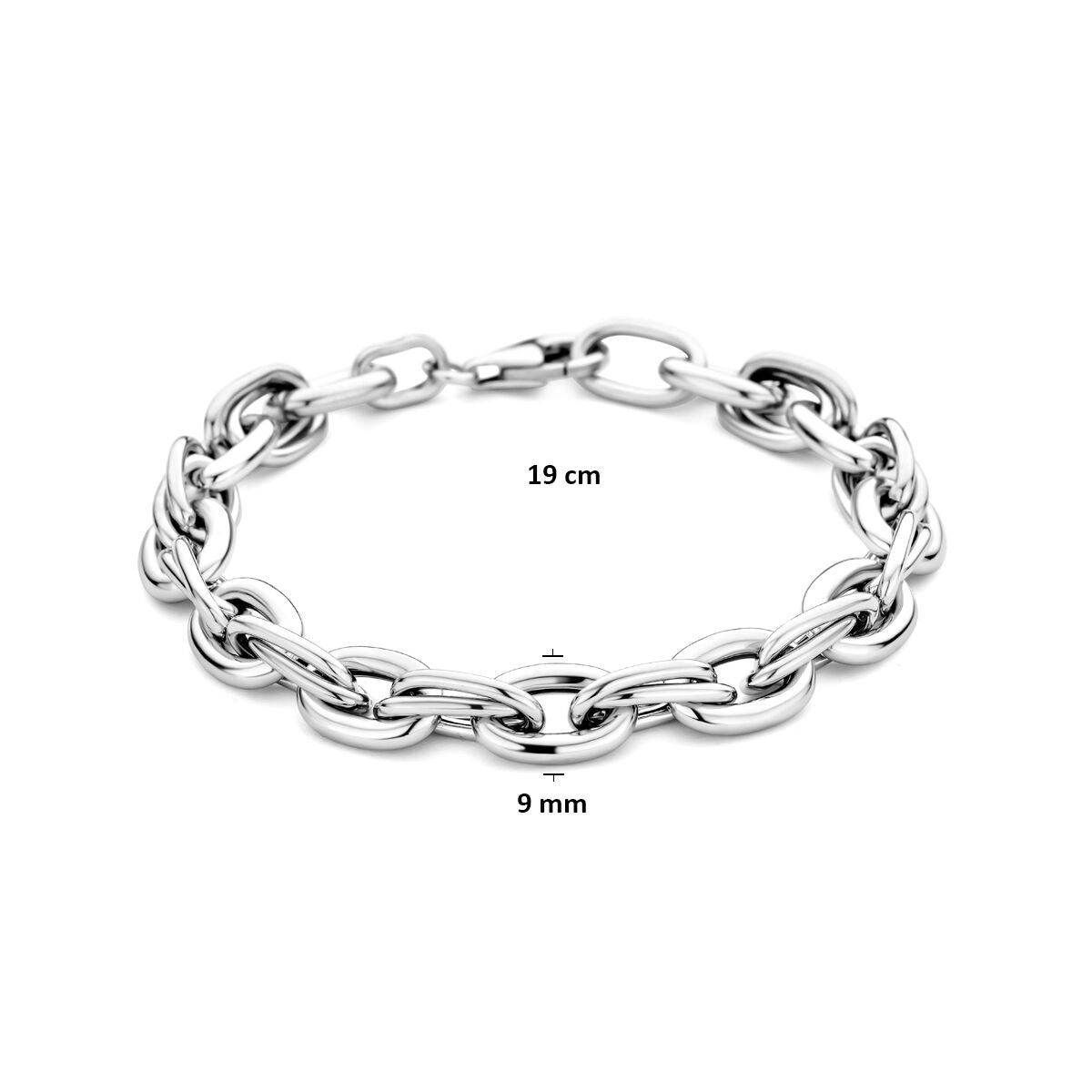Bracelet pour femme en argent rhodié 925 avec mailles larges
