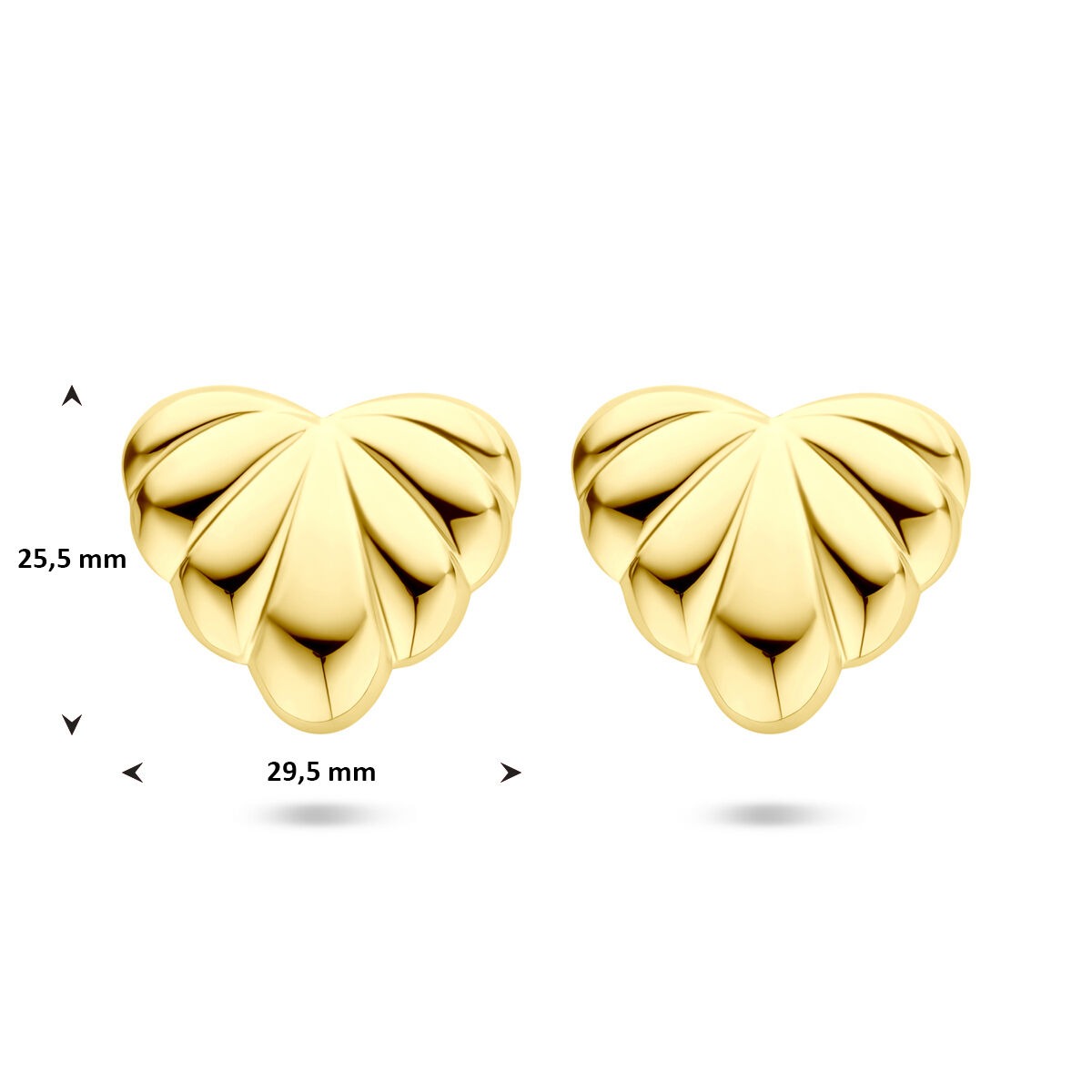 Puces d'oreilles en acier doré 25x29mm – en forme de cœur