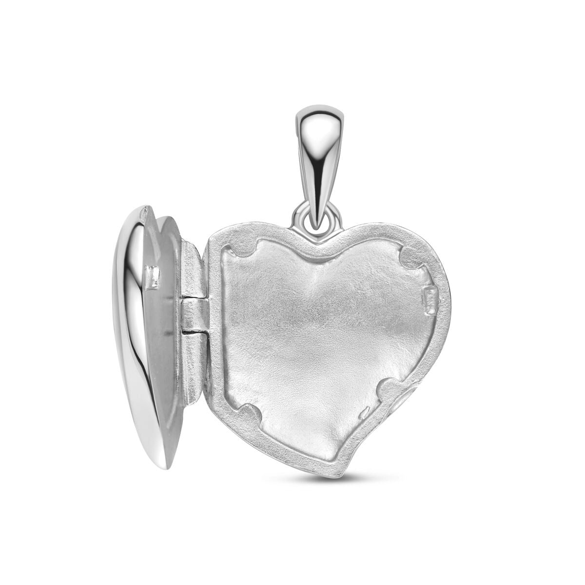 Médaille en argent 925 rhodié en forme de cœur avec nacre