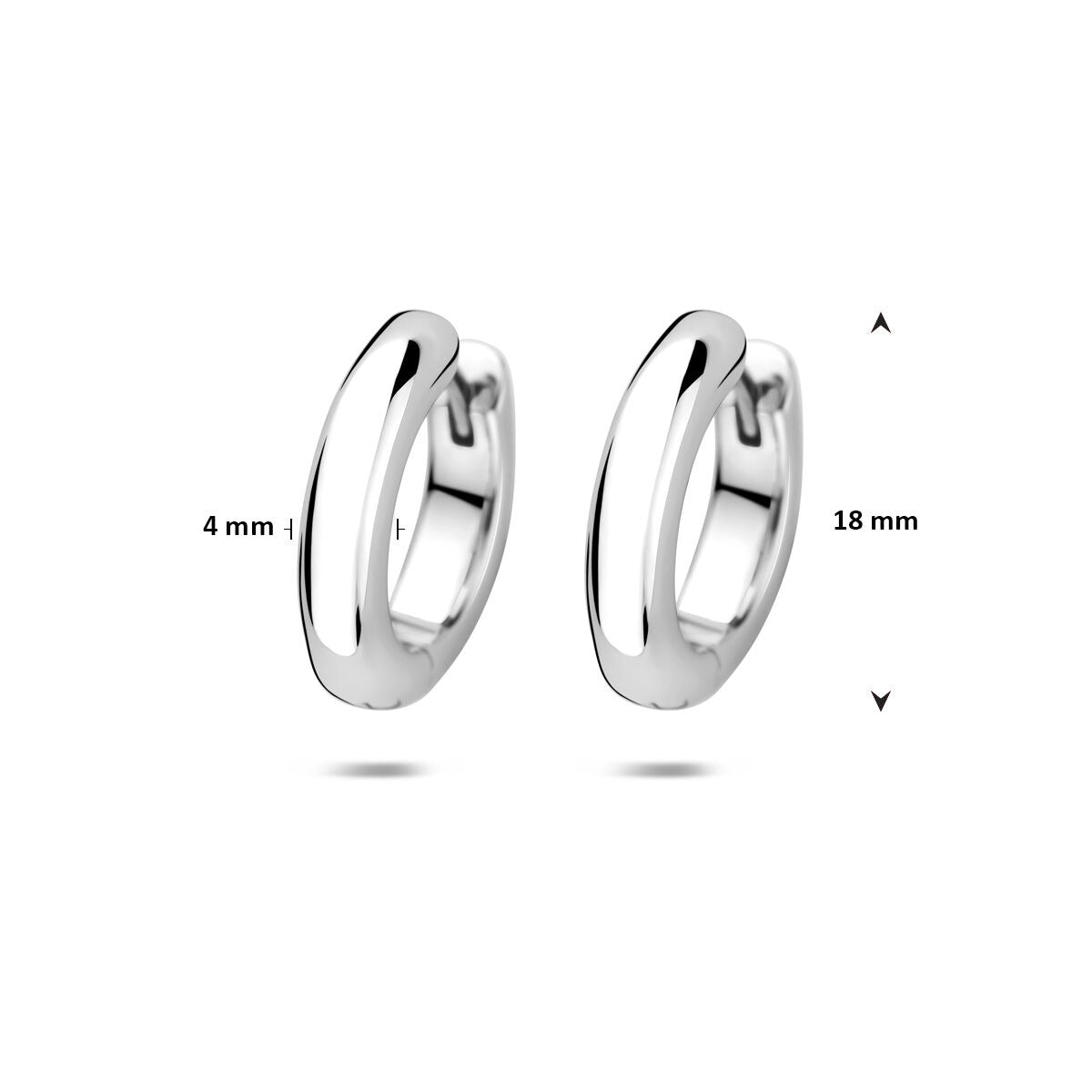 Créoles en argent rhodié avec fermoir à charnière – épaisseur de tube 4mm