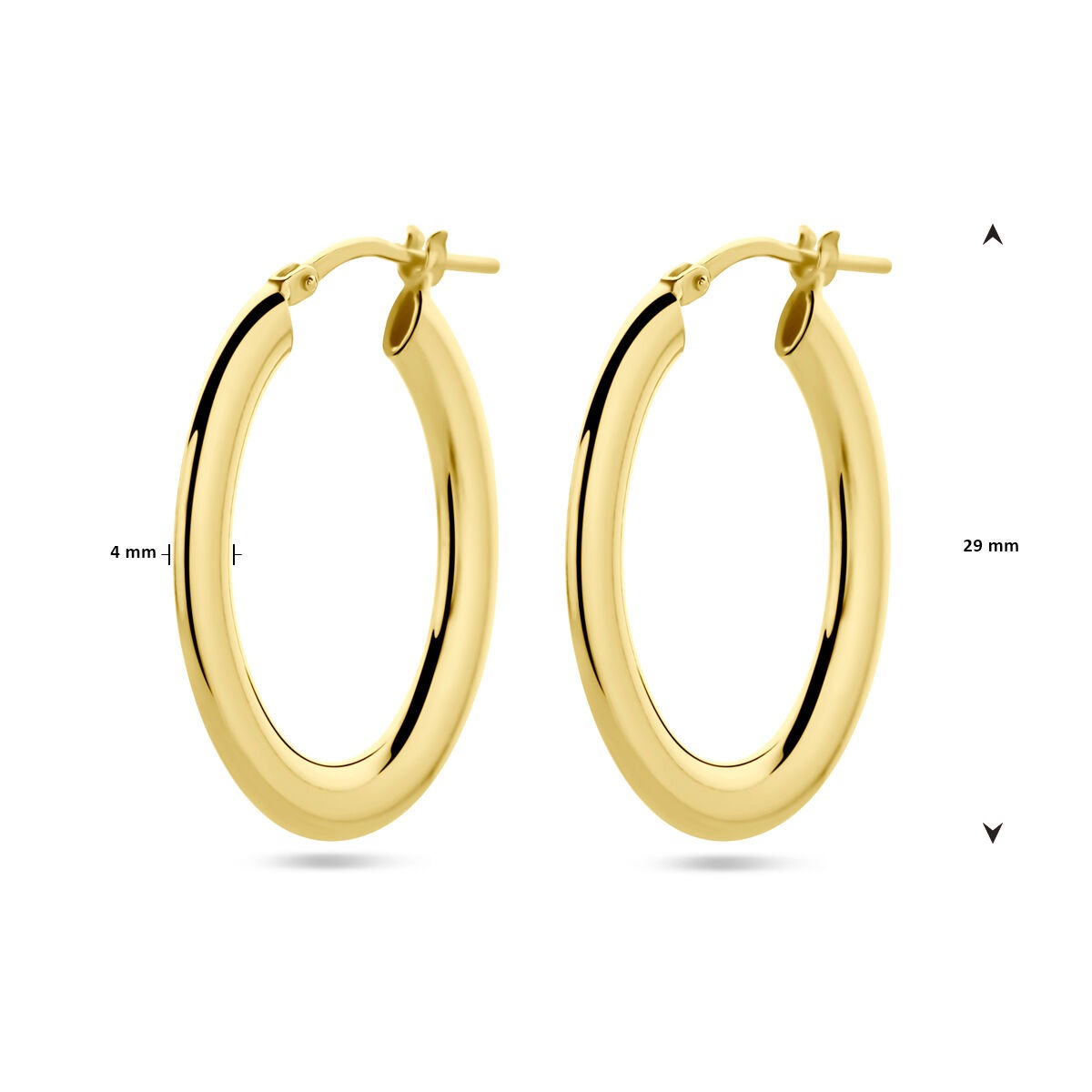 Créoles plaqué or argent pour femme – or jaune sur argent 925, 29 mm