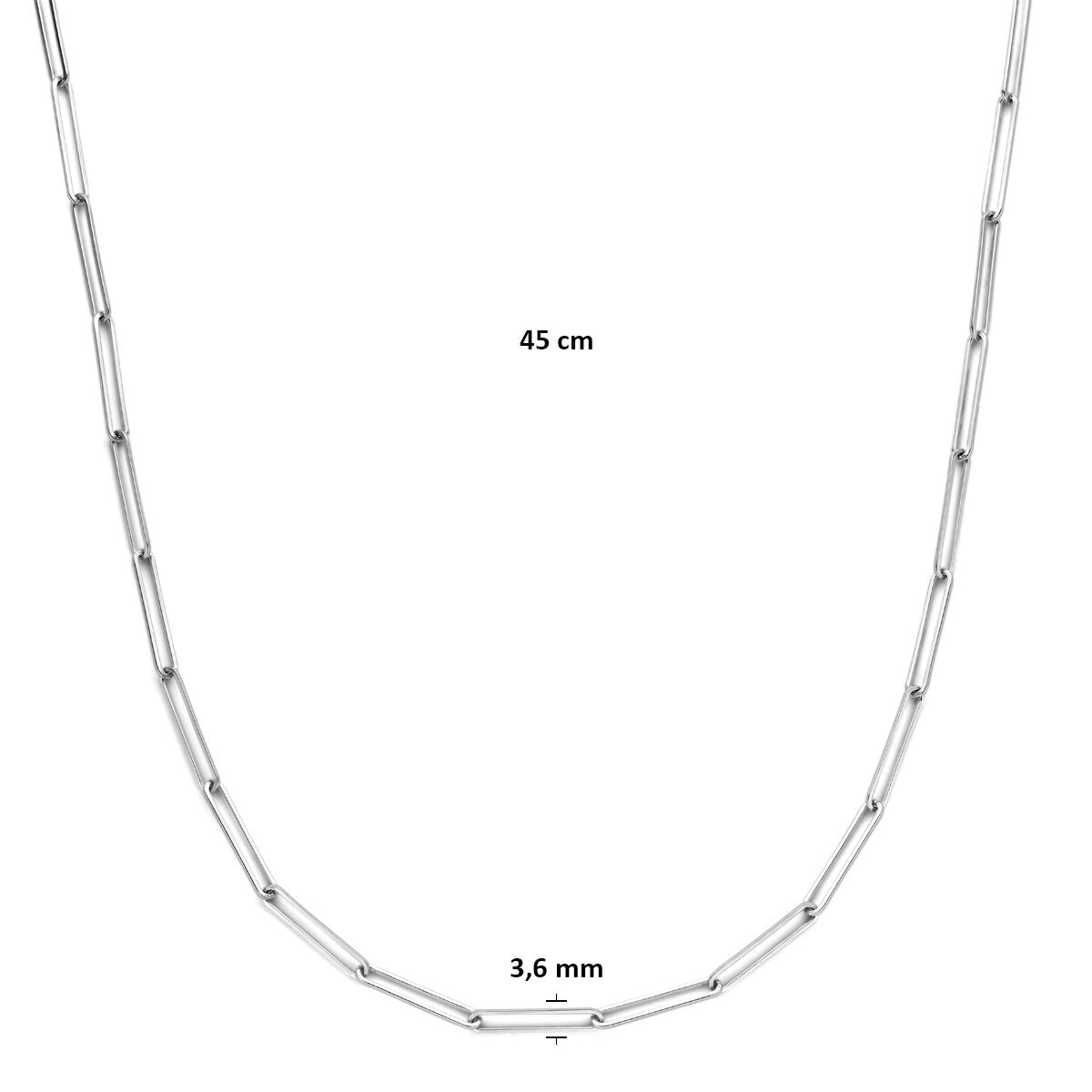 Collier en argent rhodié ancre 45cm 3,6 mm