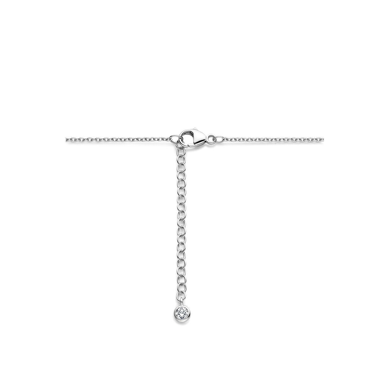 Collier pour enfant en argent avec pendentif trèfle – rhodié avec nacre rose et blanche