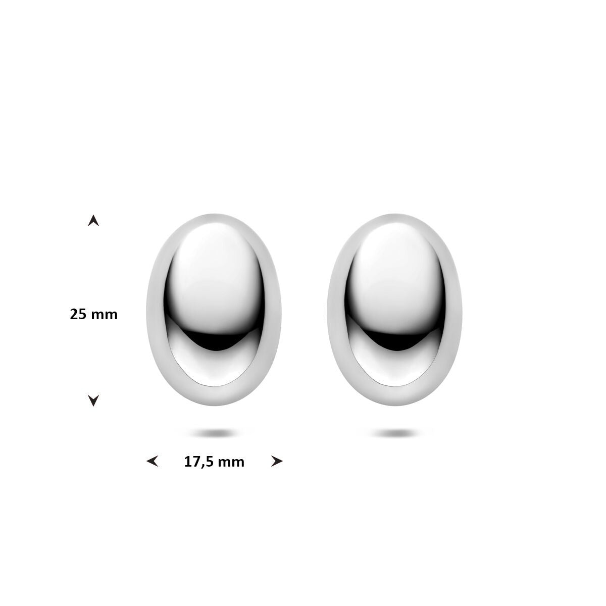 Puces d'oreilles en acier pour femme ovales 25 mm