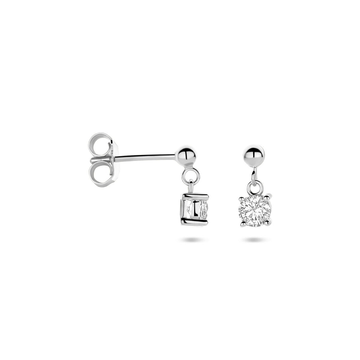 Boucles d'oreilles en argent rhodié avec zircone – 11 mm