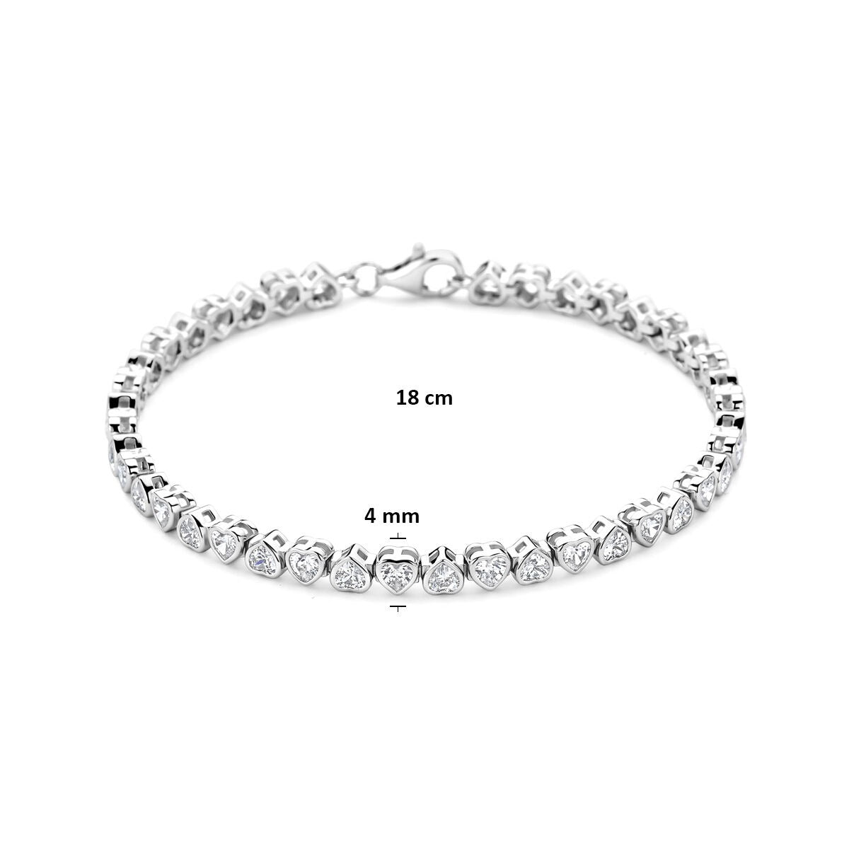 Bracelet de tennis en argent en forme de cœur avec zircone – rhodié argent 925