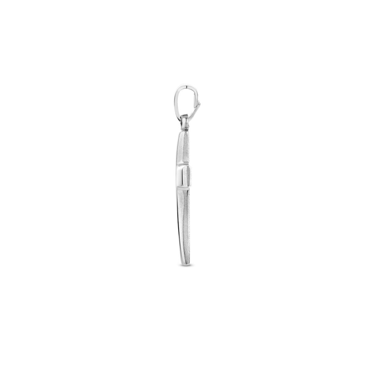 Pendentif croix en argent – rhodié 925 argent avec des détails mats, polis et diamantés