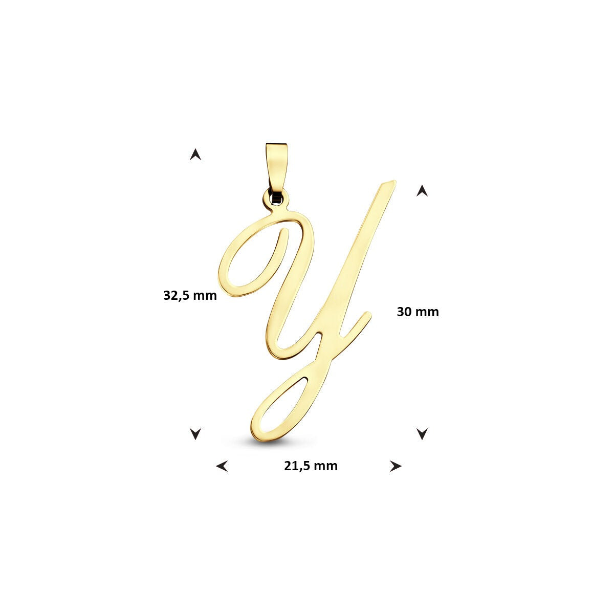 pendentif en or jaune en forme de lettre