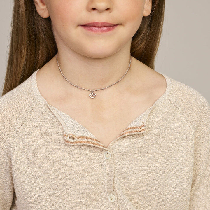 Zilveren kinder ketting met hondenpoot – gerhodineerd collier 36-39 cm