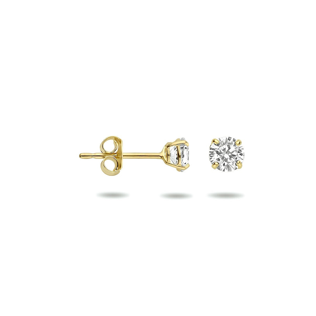 puces d'oreilles en or jaune 9k avec zircone