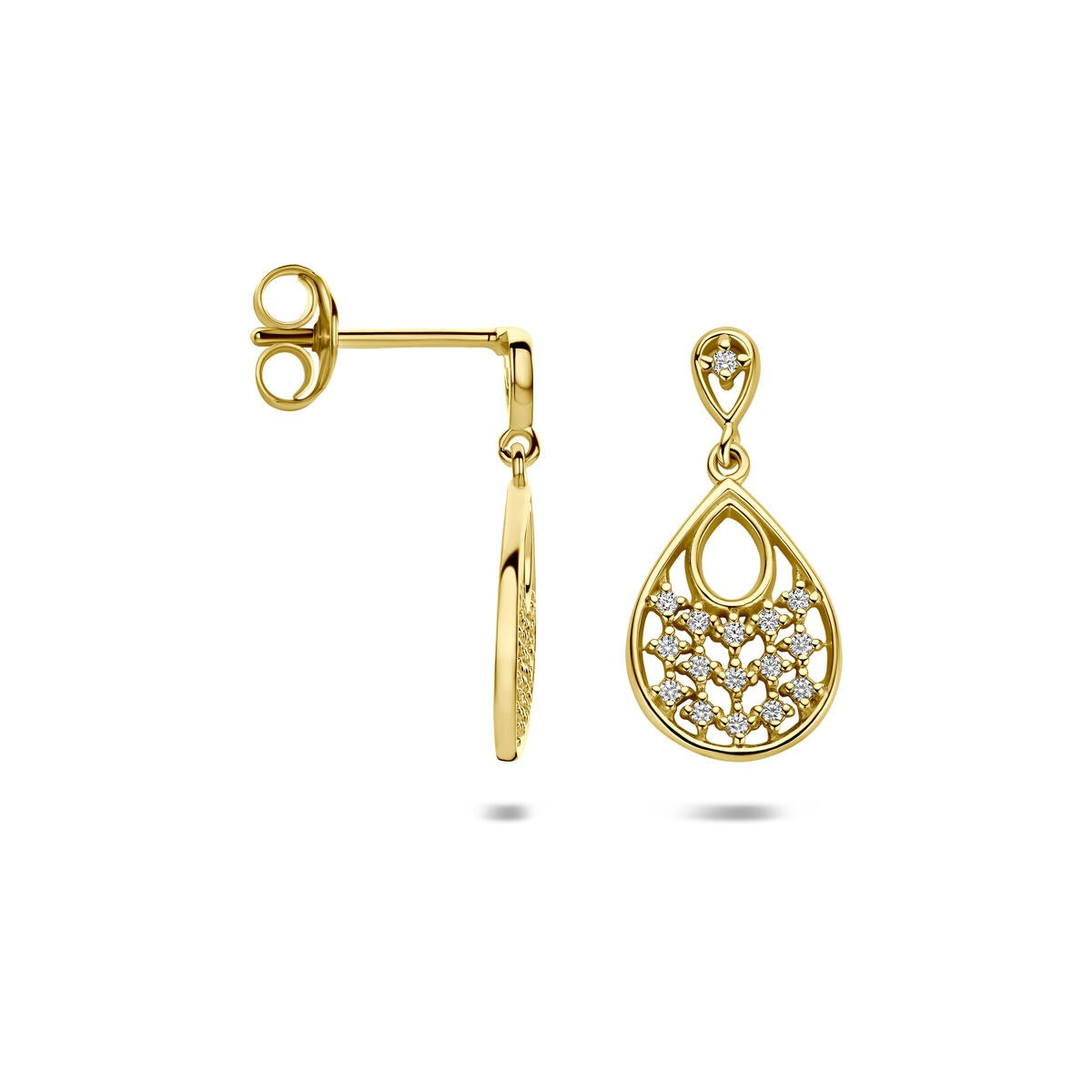 Boucles d'oreilles en argent plaqué or avec zircone