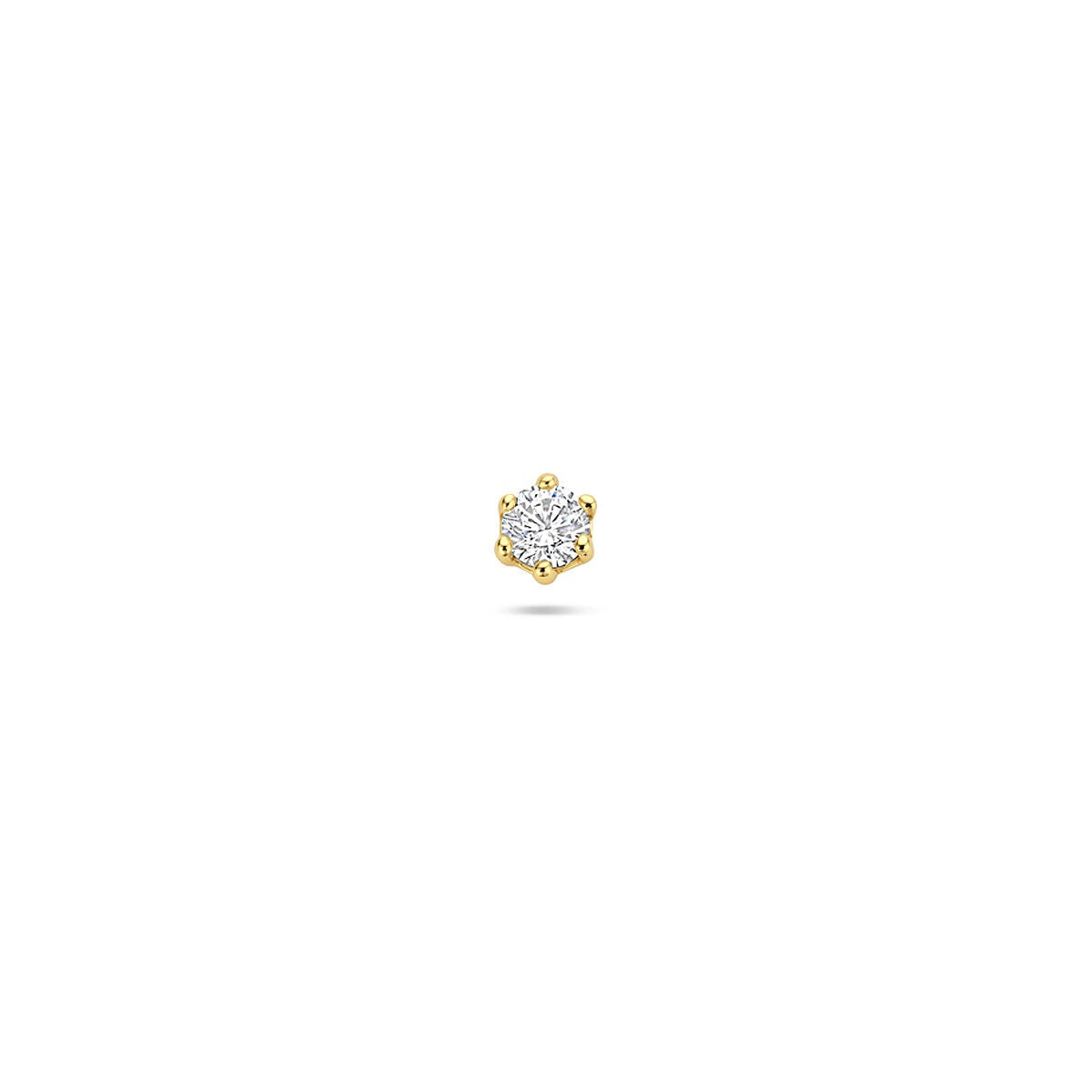 Piercing en argent doré avec un zircon de 3,5 mm, forme plate et détails scintillants.