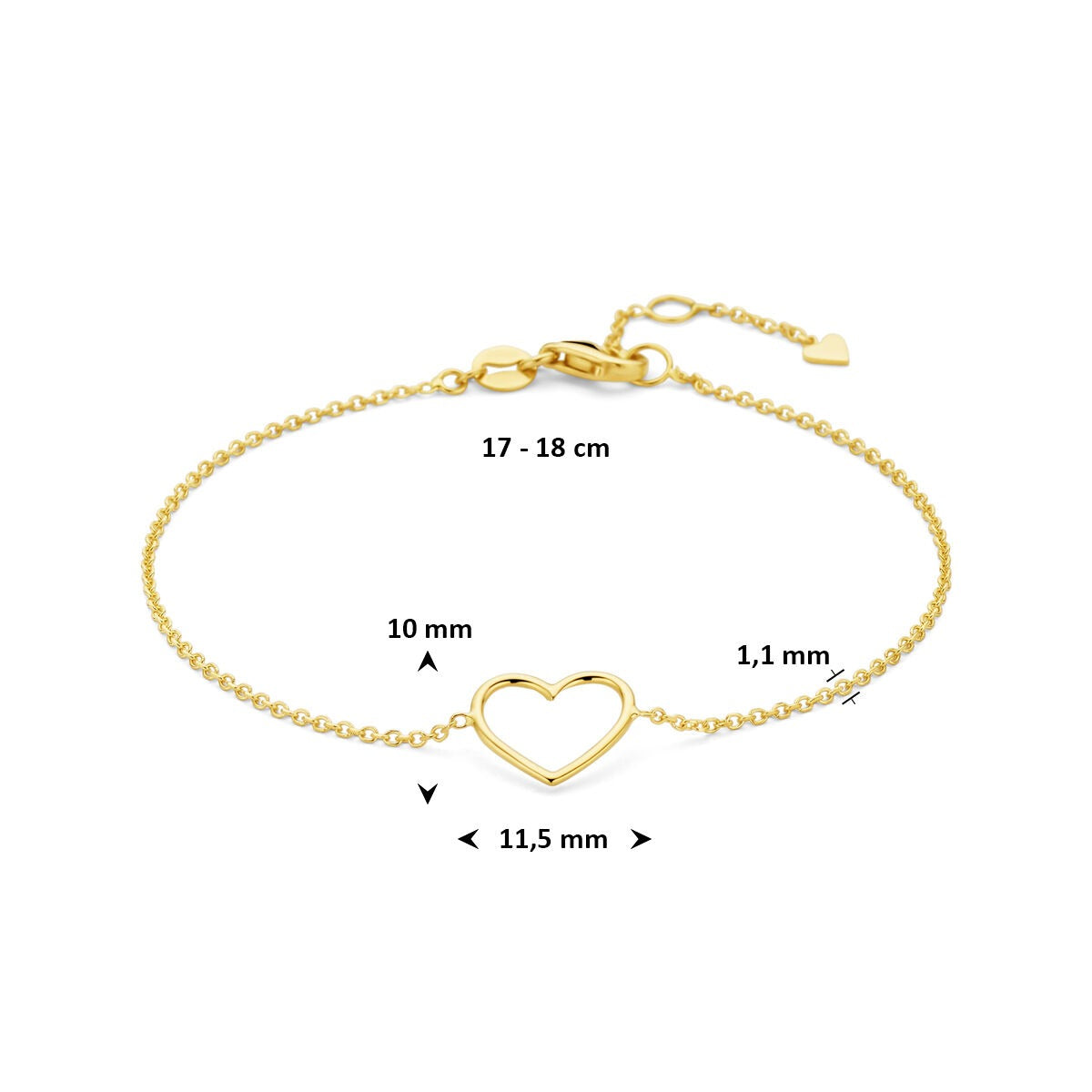 Bracelet en or pour femme avec cœur ouvert – 14k