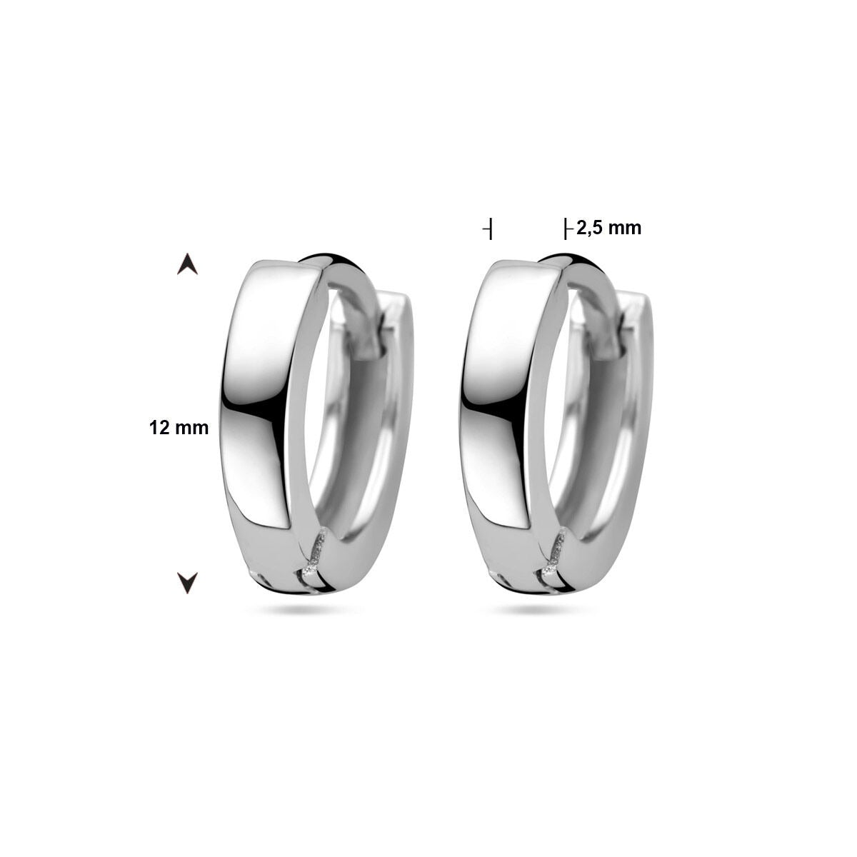créoles plates 2,5 mm argent rhodié