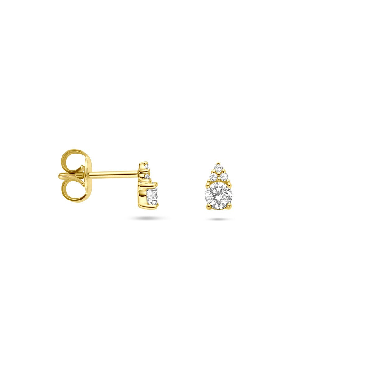 Puces d'oreilles en or avec diamant – or jaune 14k, 0.28 ct taillé brillant
