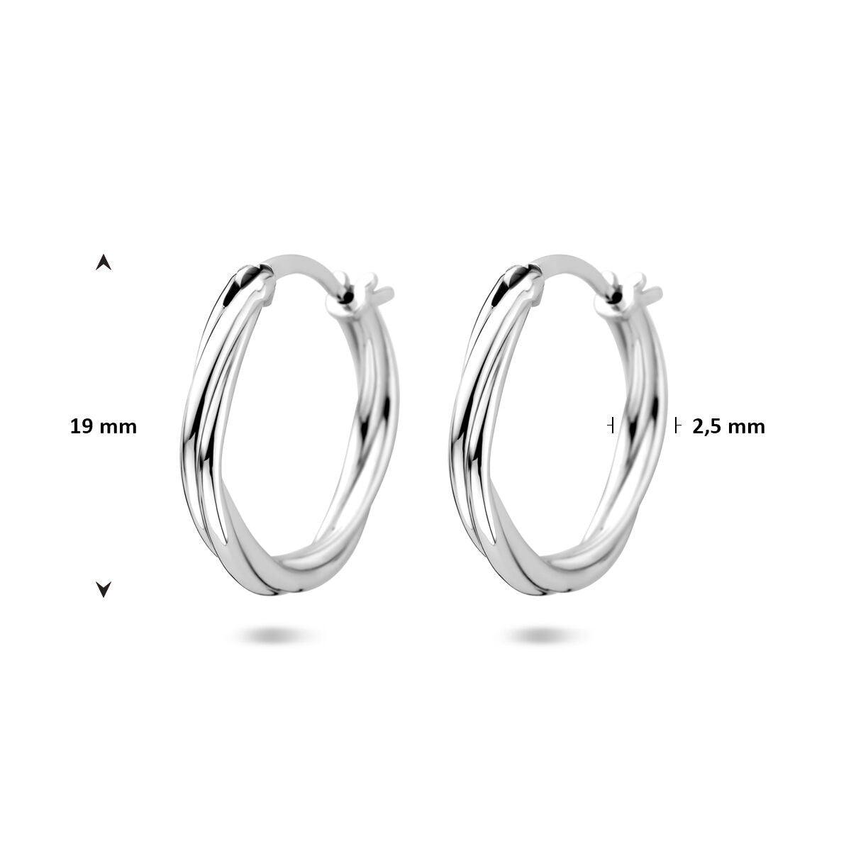 Créoles en argent torsadées – rhodiées argent 925 19 mm