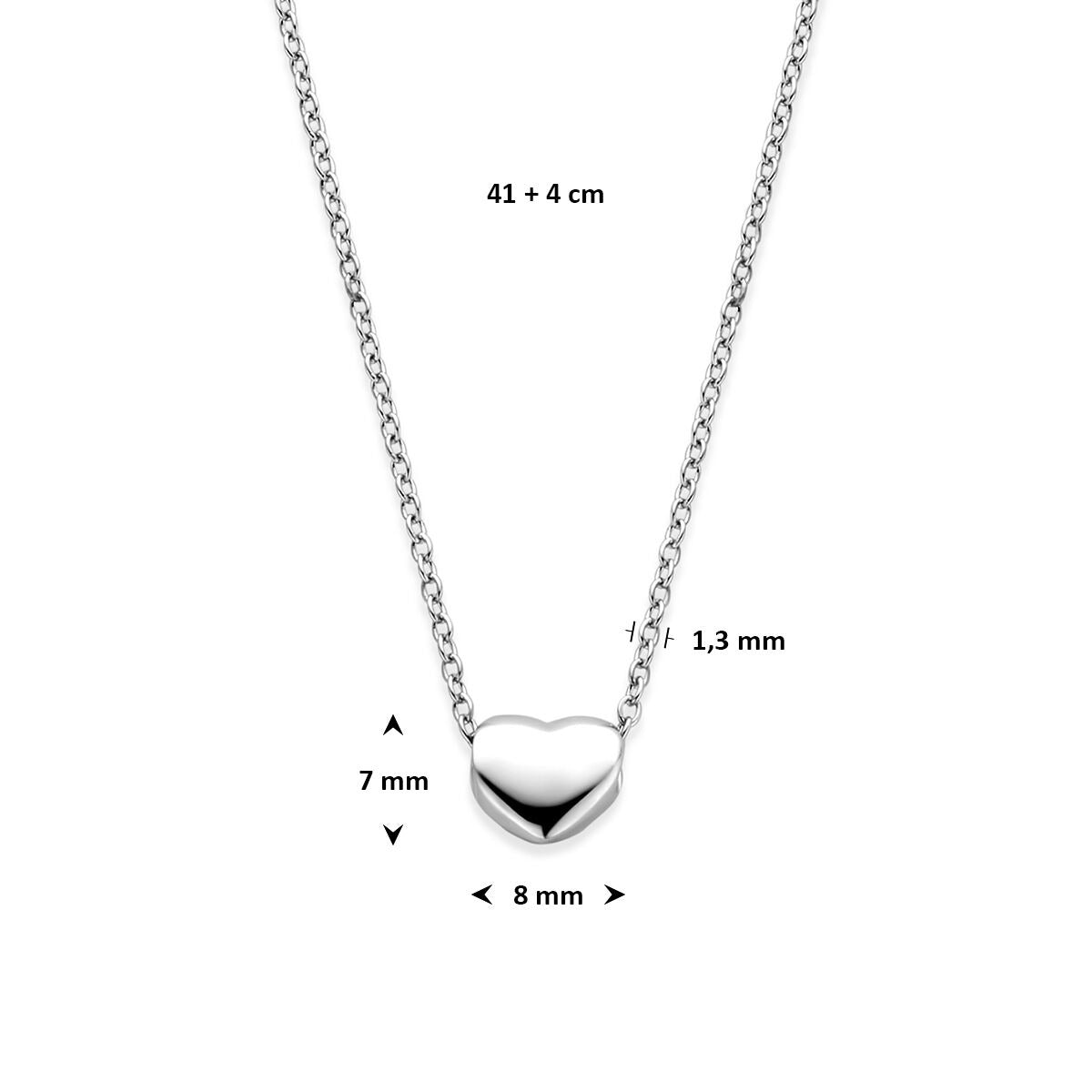 Collier en argent 925 rhodié avec cœur