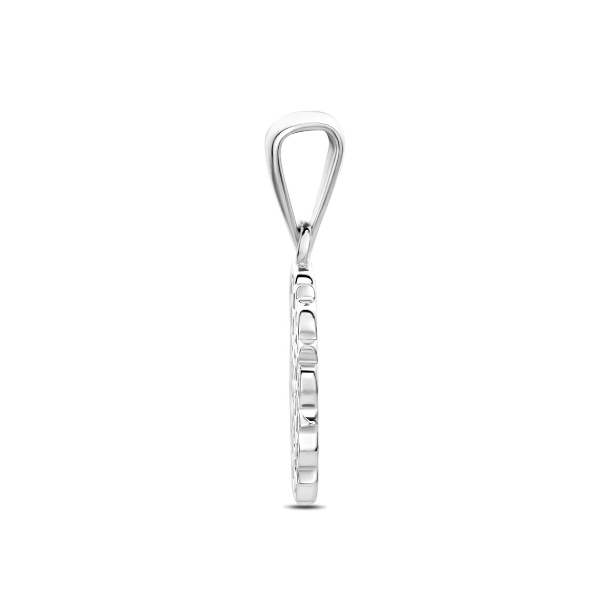 pendentif en argent rhodié en forme de fleur
