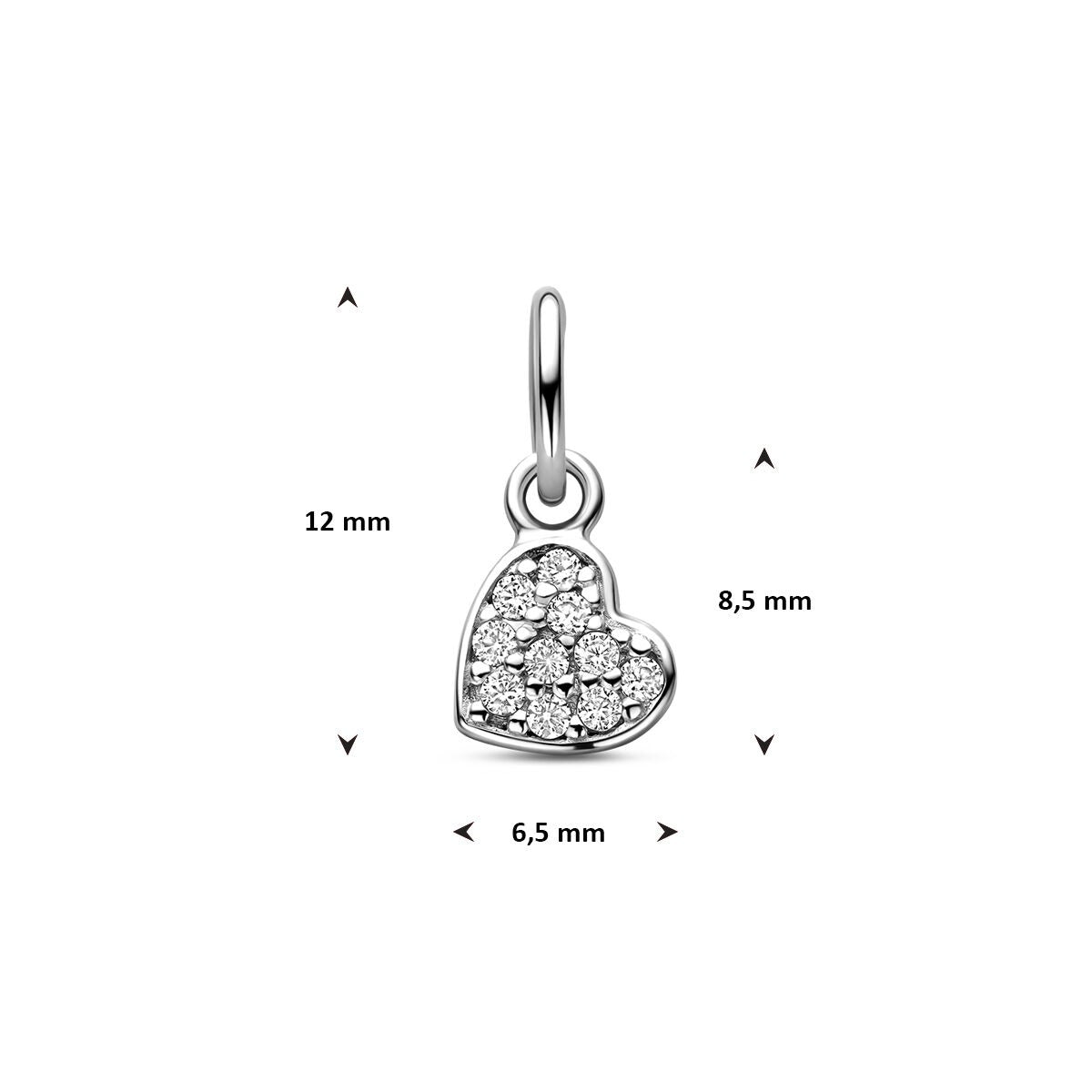 Pendentif en argent en forme de cœur avec zircone 12 mm