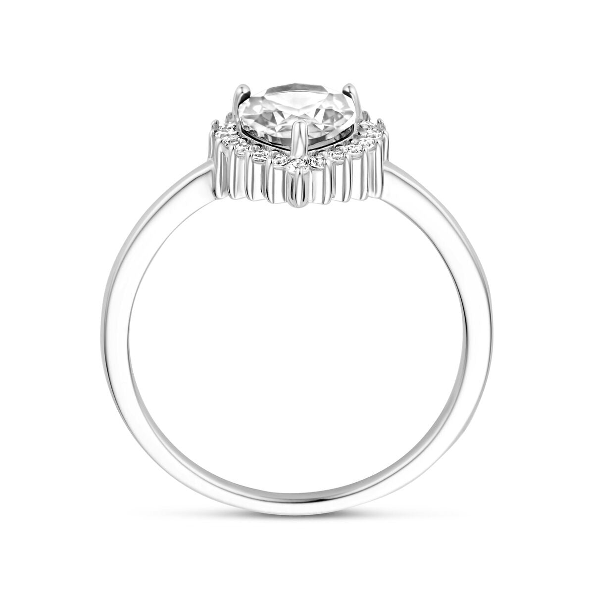 Bague en argent pour femme – zircone poire en entourage