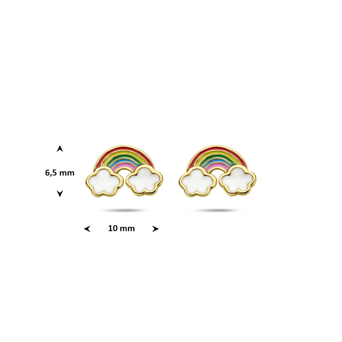 Puces d'oreilles pour enfant en argent 925 plaqué or arc-en-ciel avec des nuages