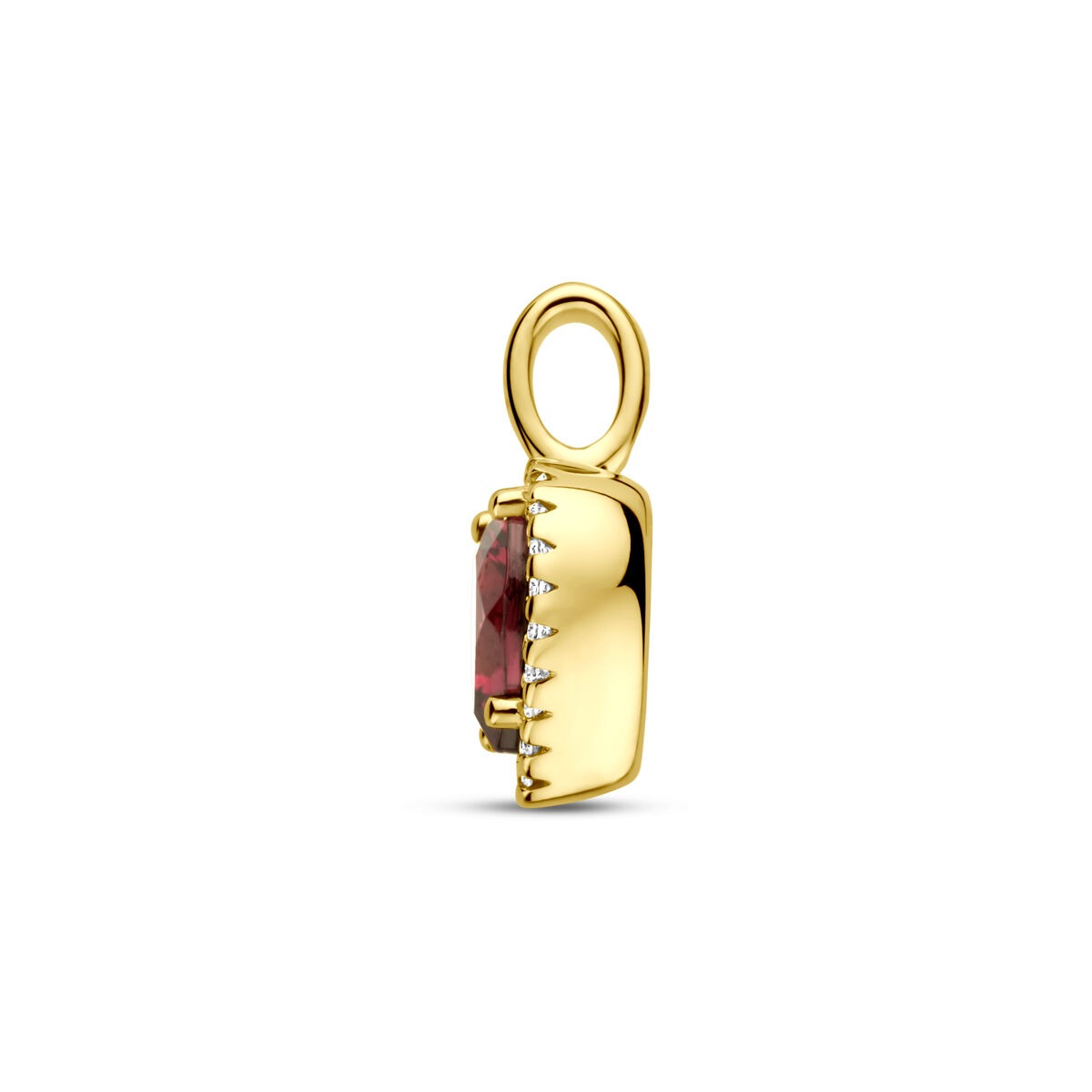Pendentif en or jaune 14k avec cœur en rhodolite et diamant – 0.06ct