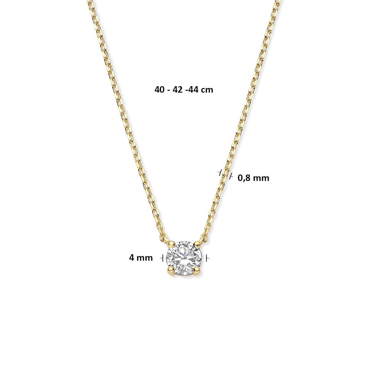 collier zircone 40 - 42 - 44 cm or jaune 9K
