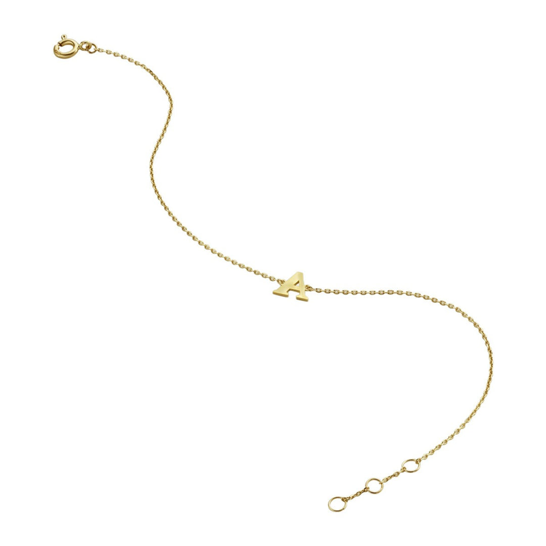 14k Geelgouden ankerarmband met letter