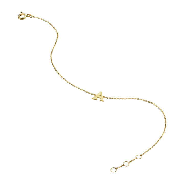 14k Geelgouden ankerarmband met letter