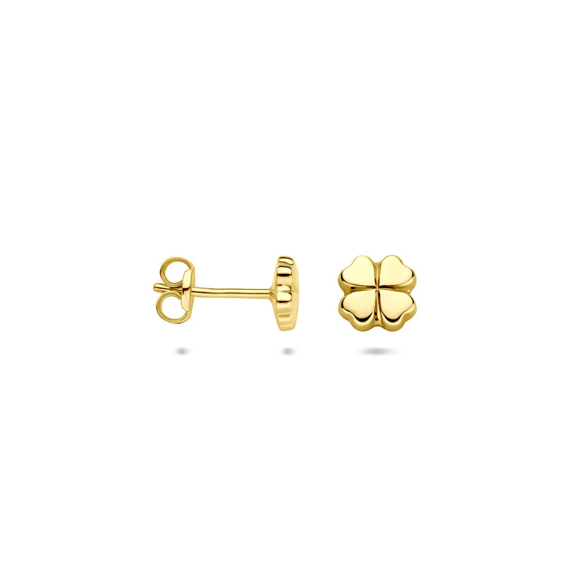 Puces d'oreilles en or jaune 14k en forme de trèfle 5.5mm
