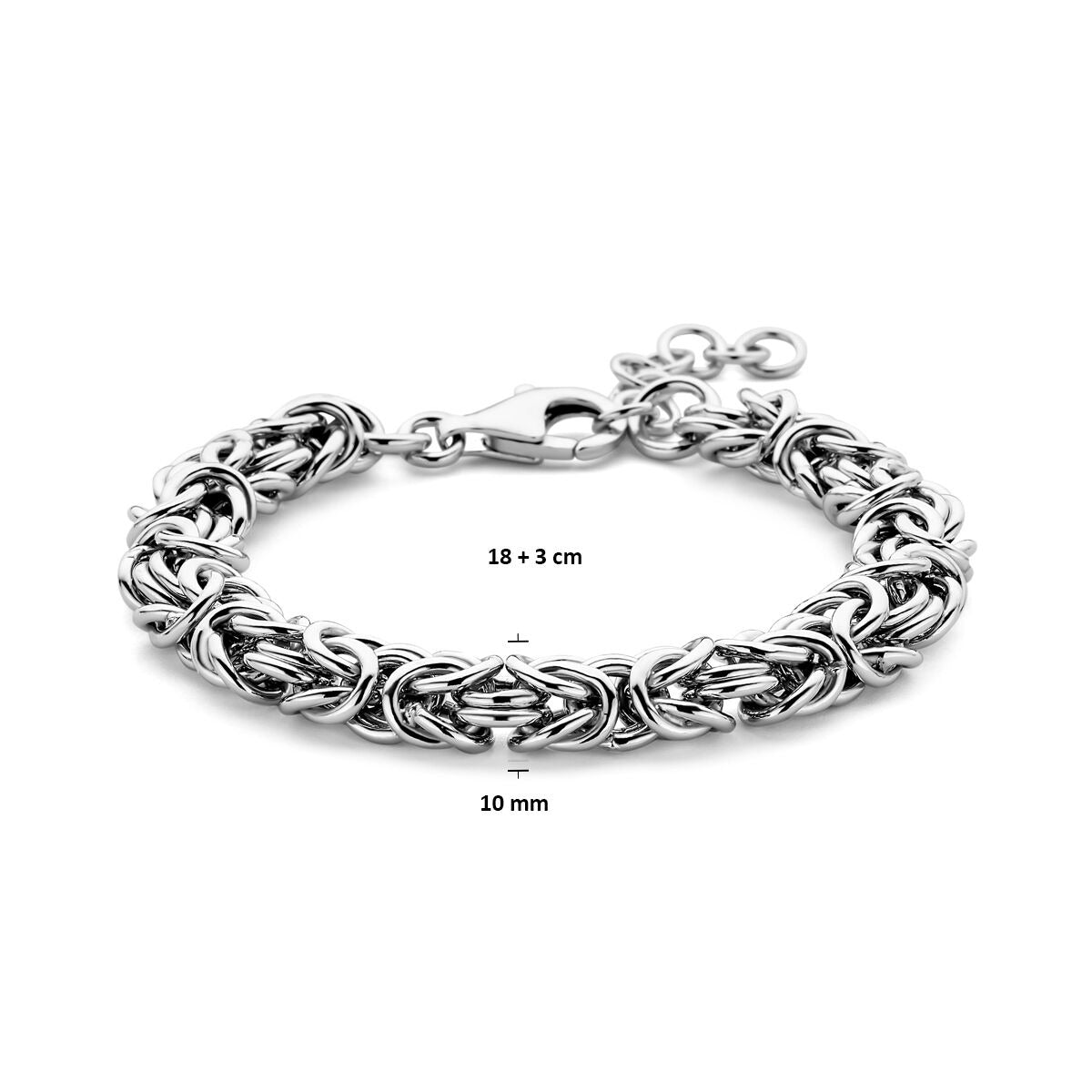 Bracelet en argent rhodié à maillons royaux – 10mm de large