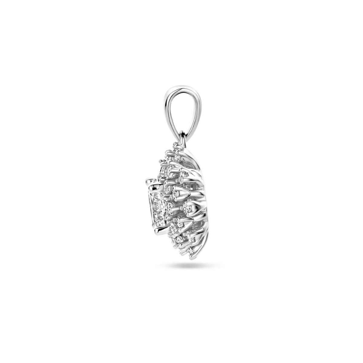 Pendentif en argent rhodié avec zircone – Entourage pavé