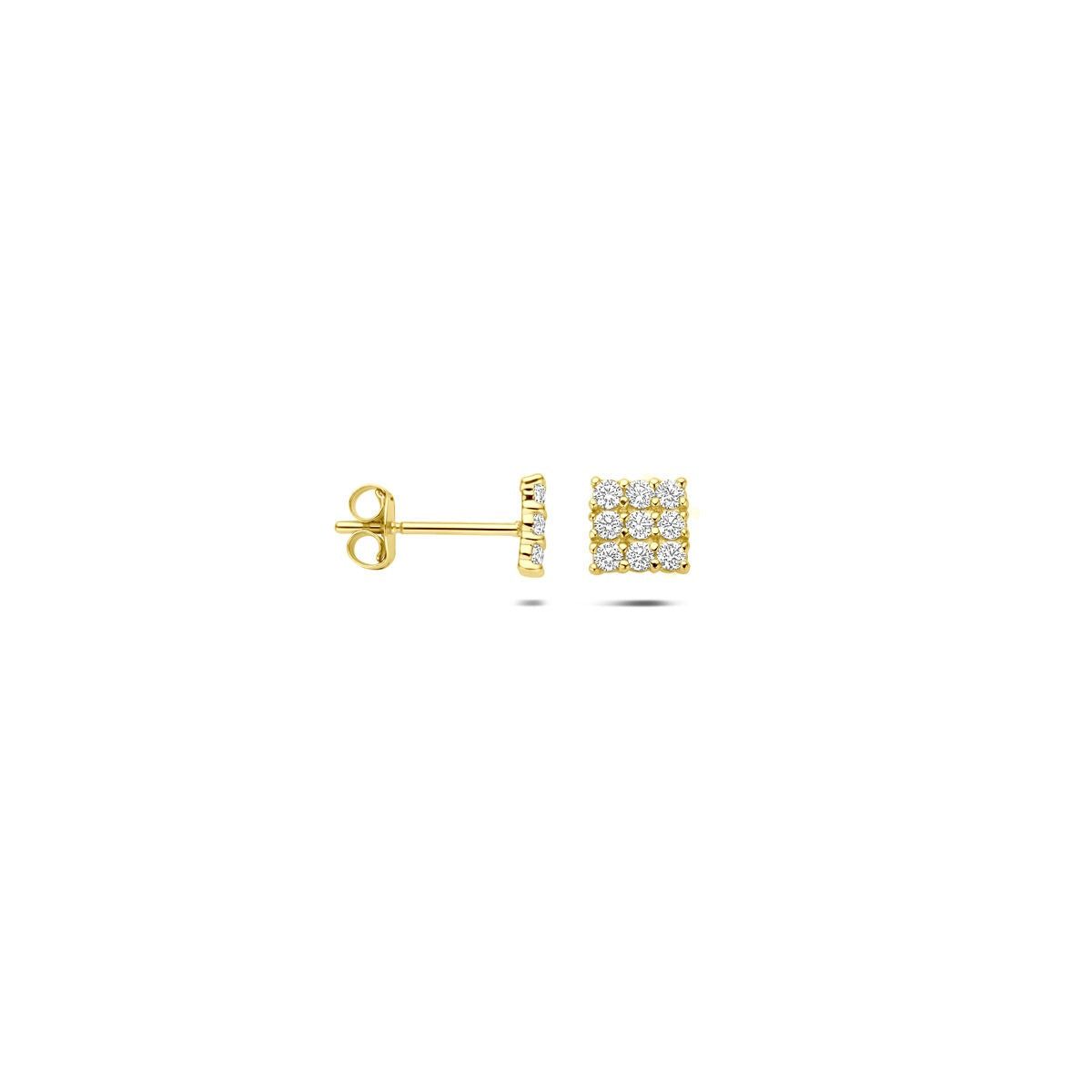 Puces d'oreilles en or avec pavé de zircone – 14k