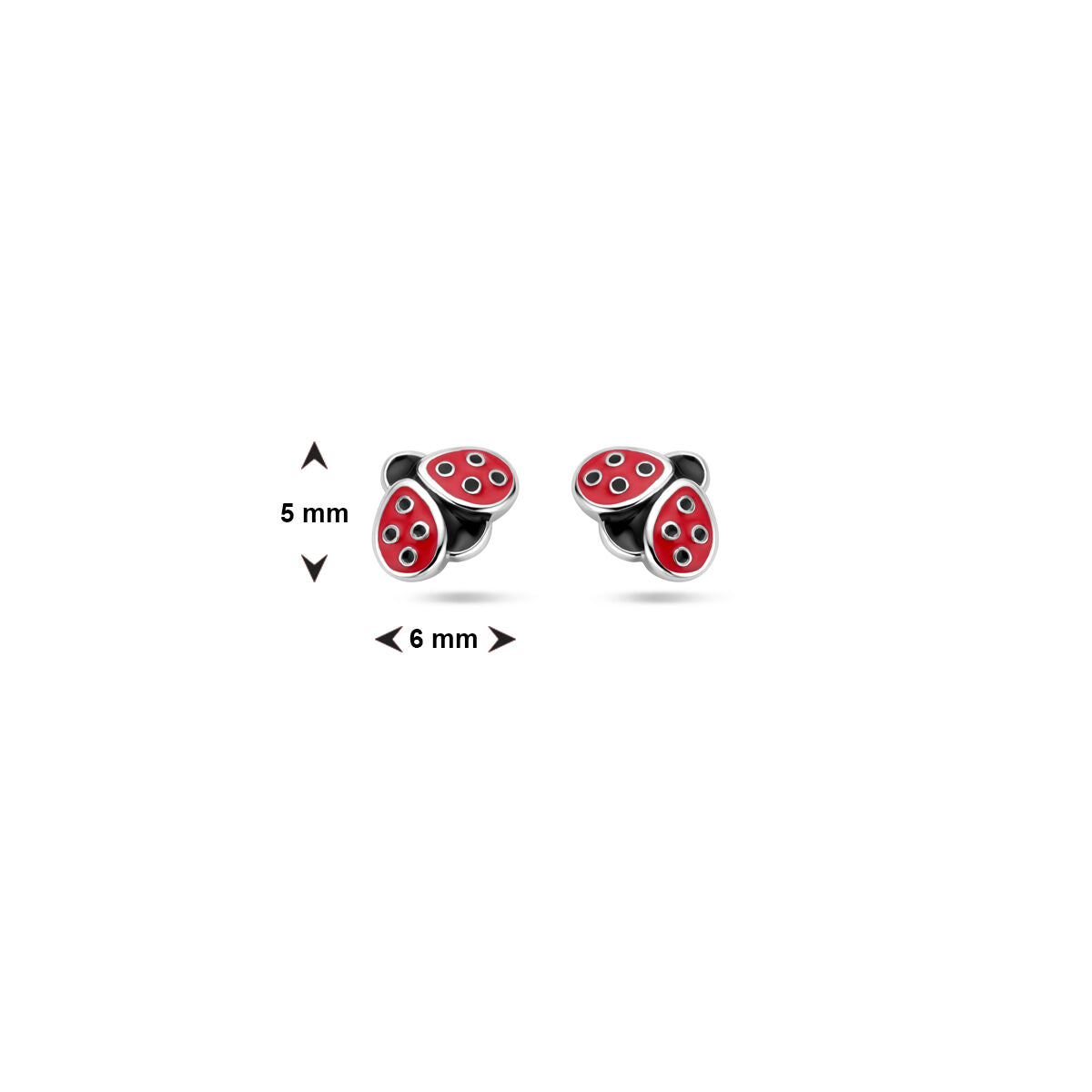 Puces d'oreilles pour enfant coccinelle en émail argent
