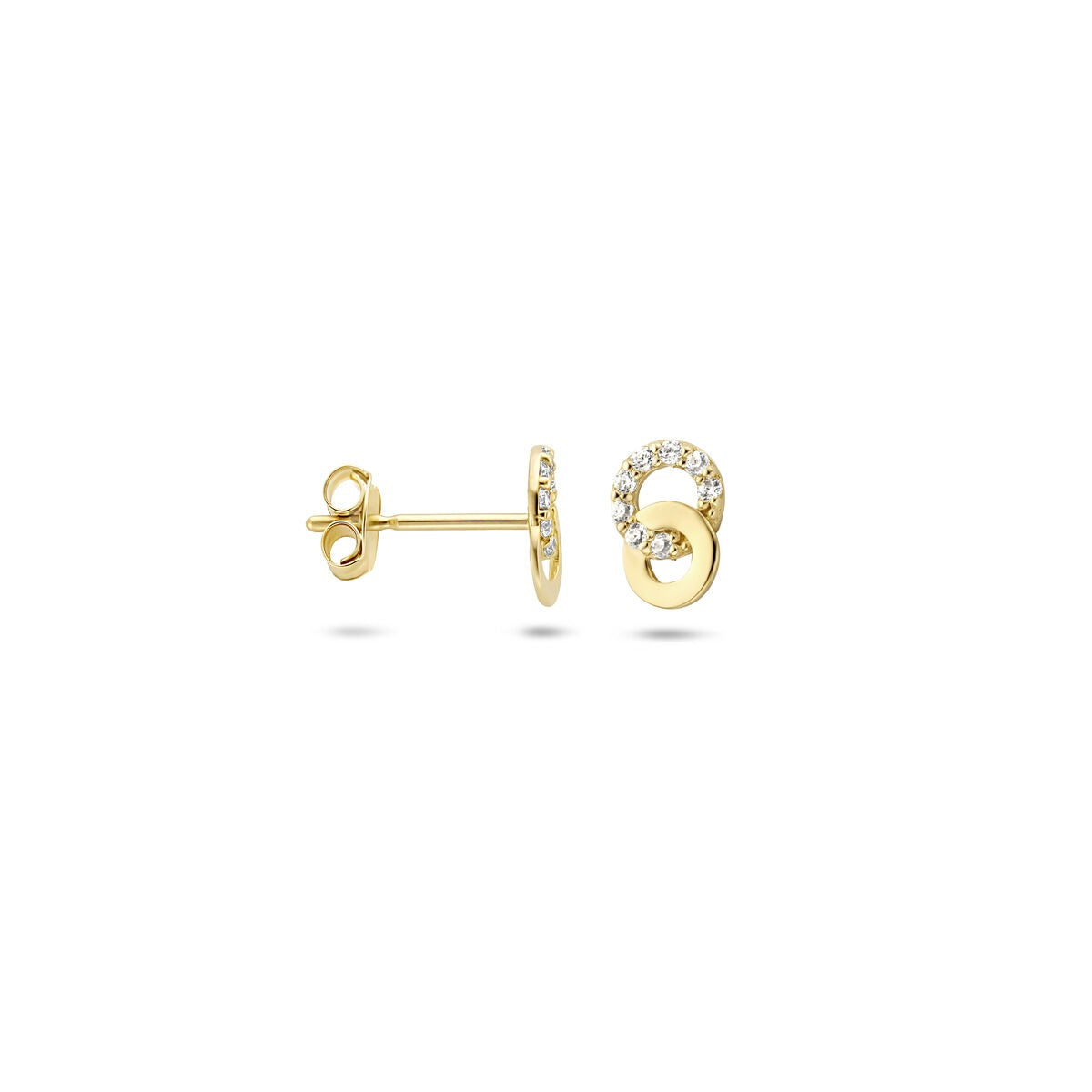 Puces d'oreilles en or avec zircone – 14k, sertissage entourage