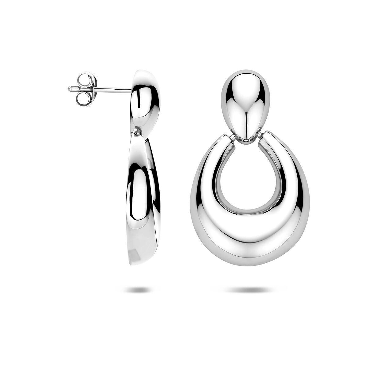 Boucles d'oreilles en argent rhodiées – élégantes boucles d'oreilles pour femme avec des lignes raffinées