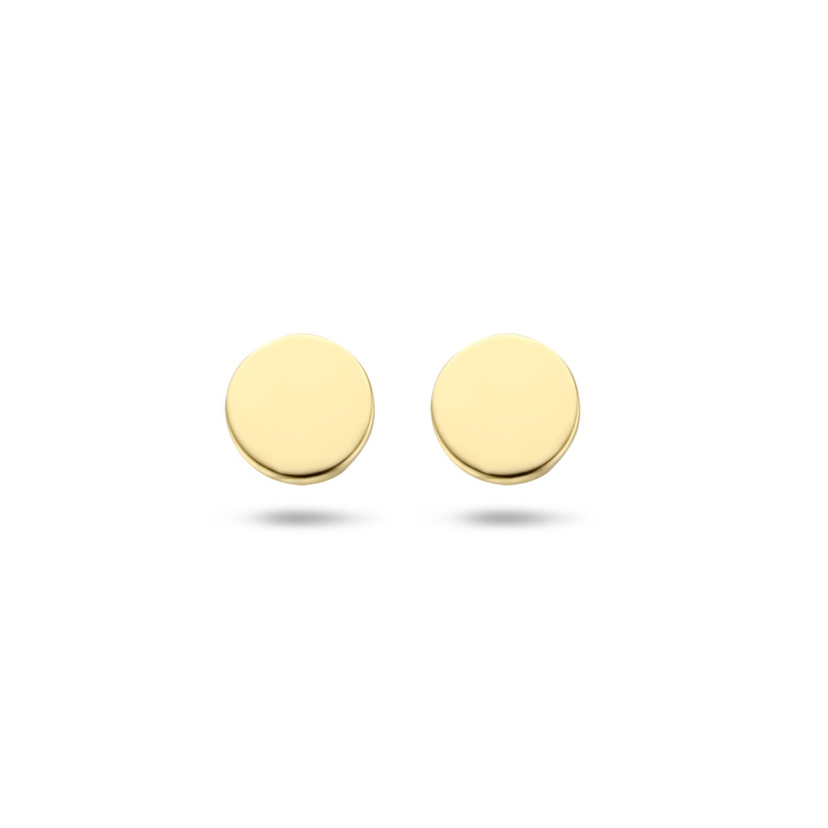 Boucles d'oreilles rondes en or jaune 9 carats, finition lisse et brillante.