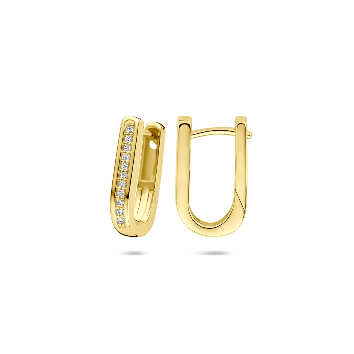 Créoles en or jaune 14k avec diamant – 0.10 ct, 15 x 3 mm