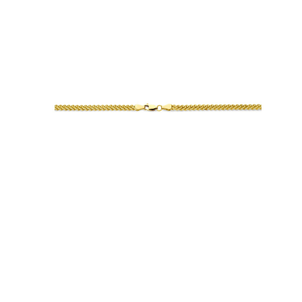 Collier pour homme gourmette en or jaune 14k 60 cm avec noyau en argent