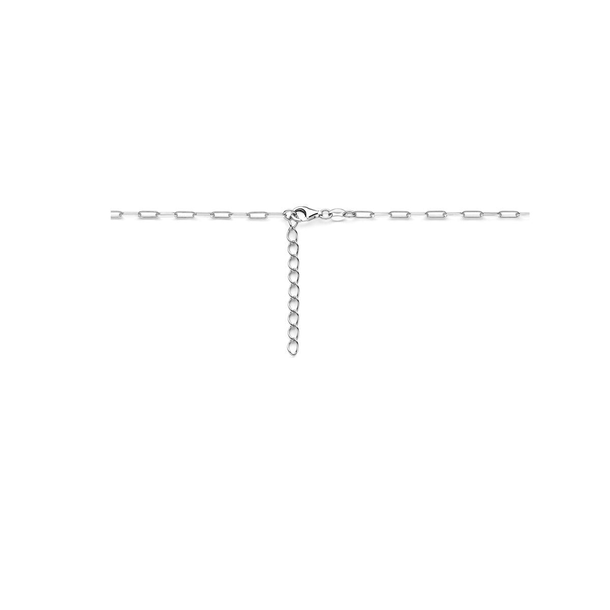 Collier en argent avec maillon en forme de grain de café – collier rhodié pour femme au design raffiné