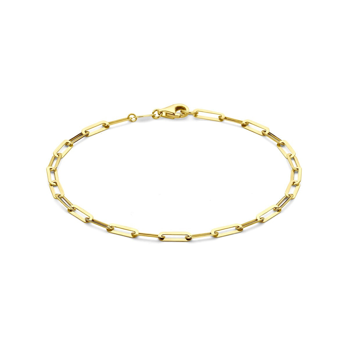 Bracelet en or 14 carats avec maillons ancre, finition brillante.