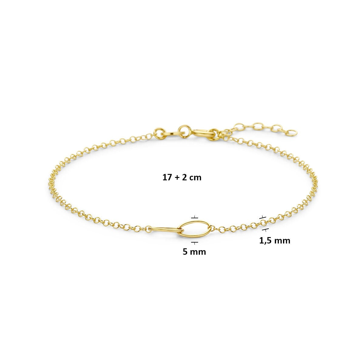 Bracelet en or jaune à mailles ovales