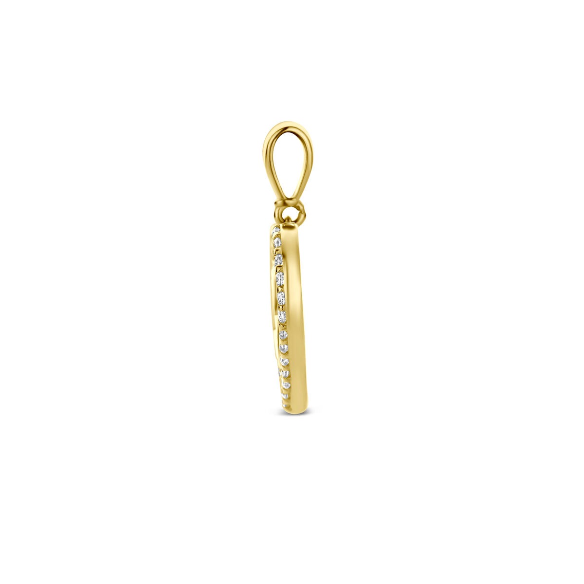 Collier en or jaune 9k avec pendentif double cœur zircone