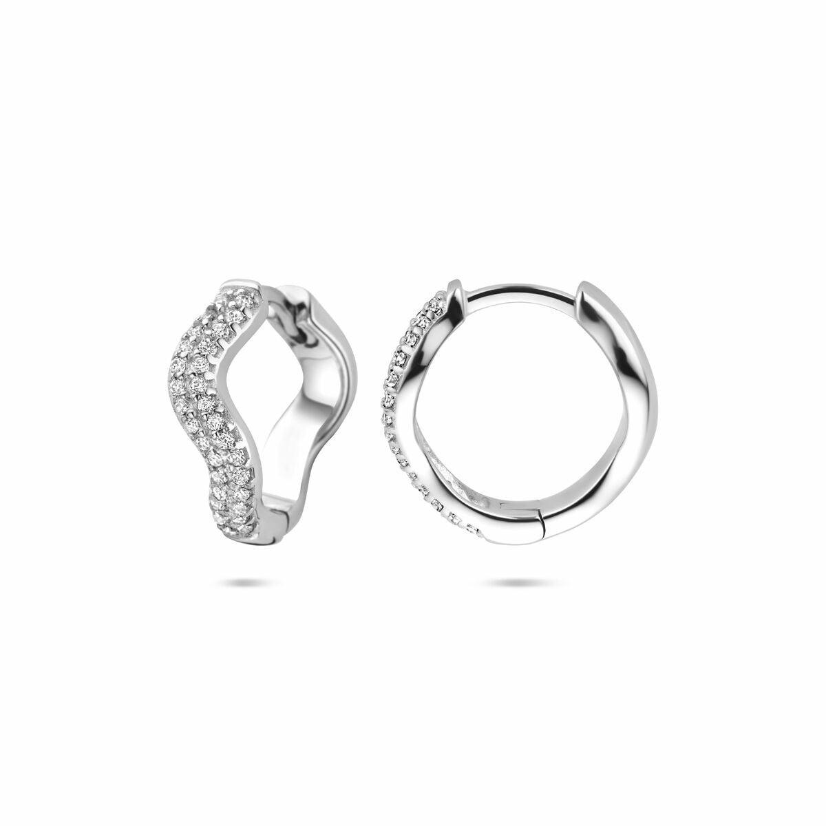 Créoles en argent avec zircone – rhodié argent 925, 15 mm