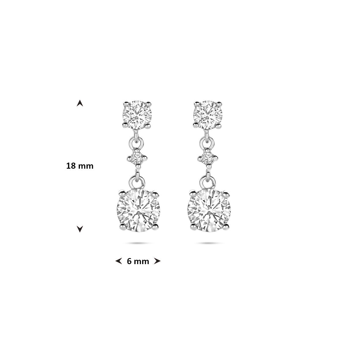 Boucles d'oreilles en argent avec zircone – Bijou rhodié pour femme 18 mm