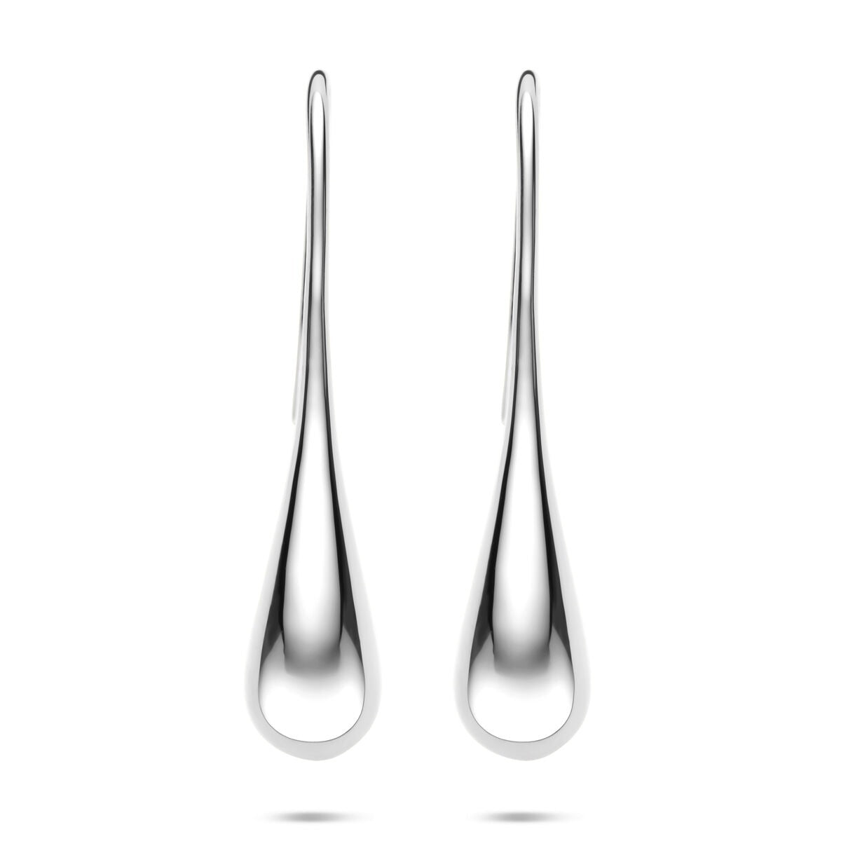 Boucles d'oreilles en argent rhodié 925, de forme allongée avec un design fluide et moderne.