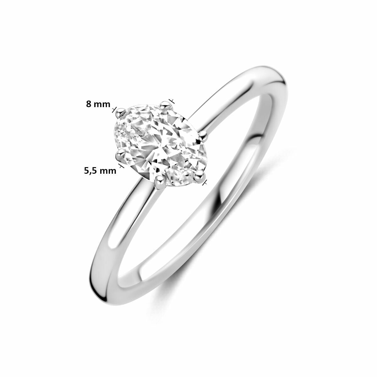 Bague pour femme en argent avec zircone ovale – rhodié argent 925