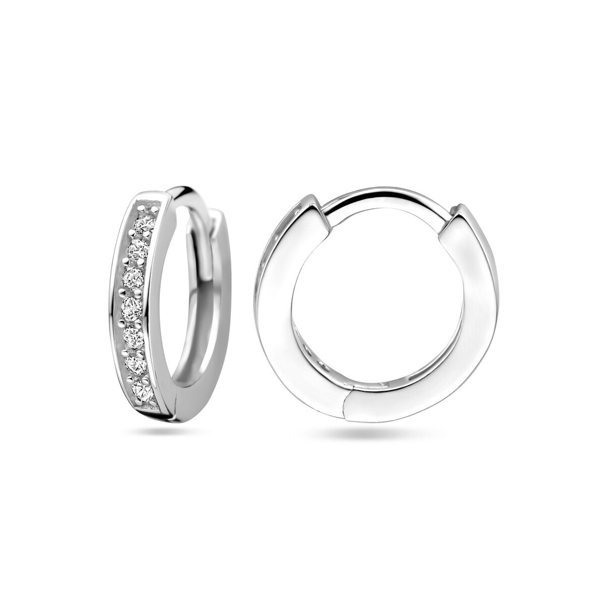 Créoles en argent avec zircone – rhodiées 925